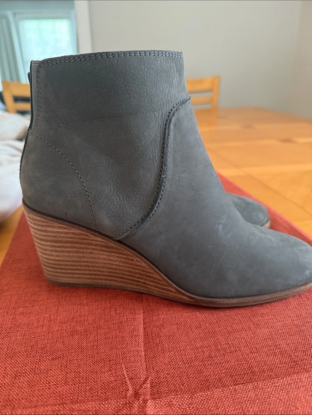 Lucky Brand Gray Suede Wedge Ankle Boots